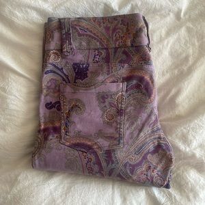 Etro Purple Paisley Straight Leg Pants